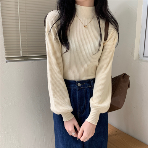 Real shot, real autumn and winter new style inner half turtleneck bottoming shirt, versatile solid color knitted sweater