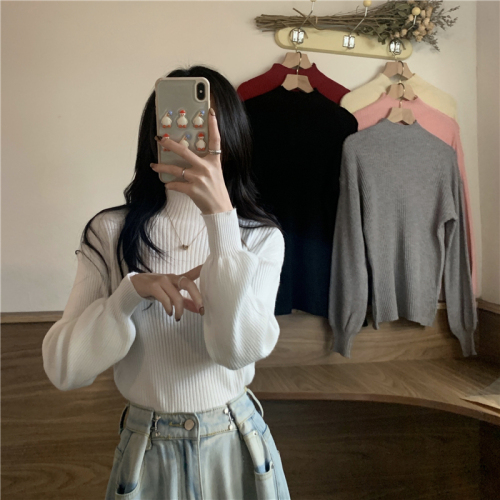 Real shot, real autumn and winter new style inner half turtleneck bottoming shirt, versatile solid color knitted sweater