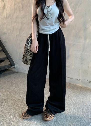 Actual shot~Super soft straight summer draped composite air cotton soft and comfortable casual high-waisted sweatpants for women