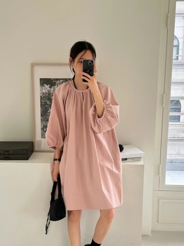 Round neck simple pullover casual dress