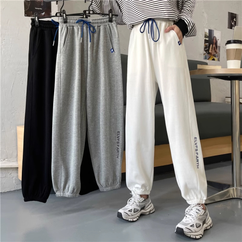 Actual shot of autumn new loose wide-legged casual pants for women, ins trendy sweatpants