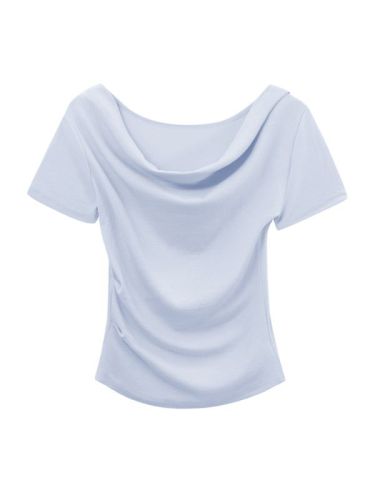 Sweet and spicy French style one-shoulder short-sleeved T-shirt women's summer slimming short top