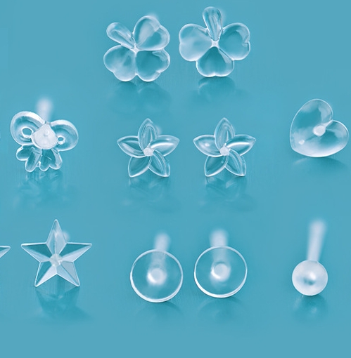 Ear piercing resin earrings, anti-blocking ear needles, ear sticks, non-allergenic ear sticks, invisible transparent plastic glue earrings, earrings