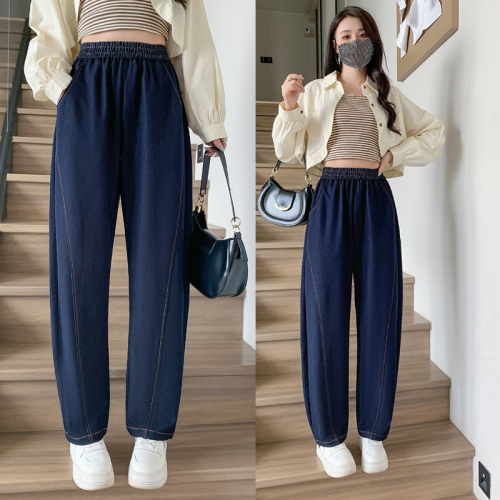 Actual photos of autumn large size wide leg pants, slimming carrot jeans, scimitar pants for fat mm, large size floor mopping banana pants, high waist