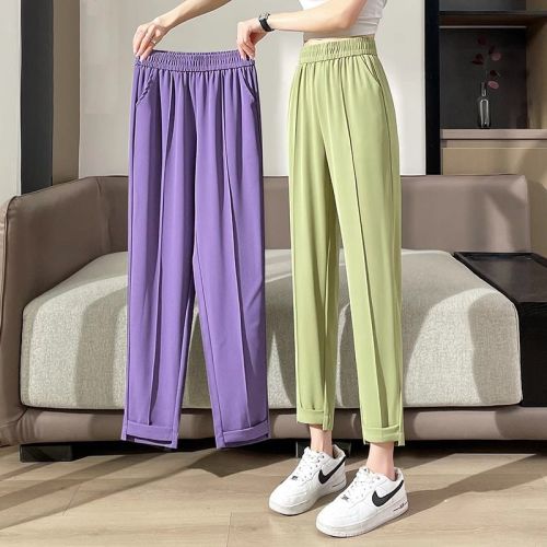 Original workmanship, new style suit trousers, autumn style, loose, high-waisted, slimming, ice silk drape, straight casual harem pants