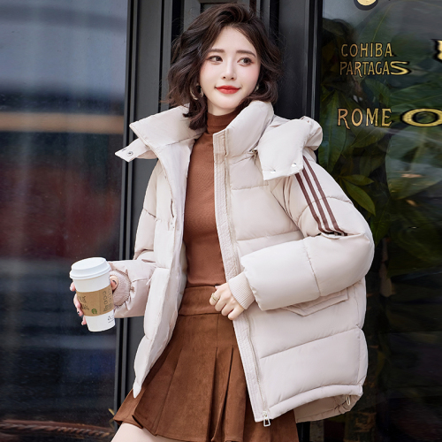 Off-white hooded bread down jacket for women short and small 2024 winter new style high-end and super good-looking coat