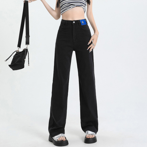 Tencel jeans summer thin new style straight high waist ice silk floor mopping wide leg pants for women