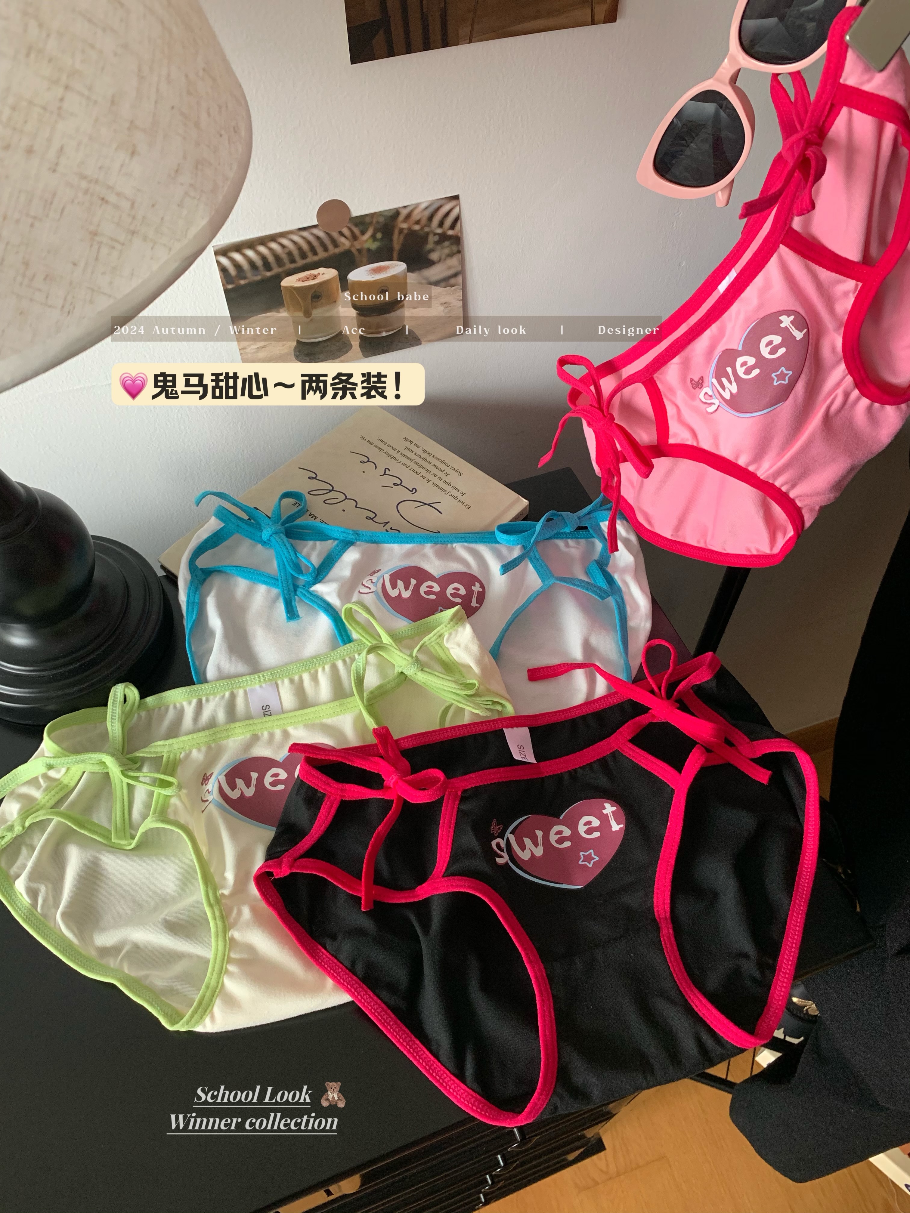Real shot of Ghost Horse Sweetheart ~ Dopamine Girls Pure Desire Lace-Up Panties Pure Cotton Crotch Breathable Sexy Two Pack