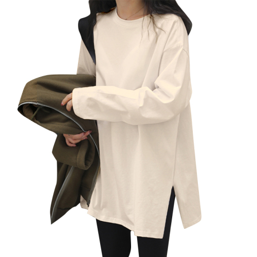 New white bottoming shirt for women in spring, autumn and winter, high-end layering, long-sleeved T-shirt, long top