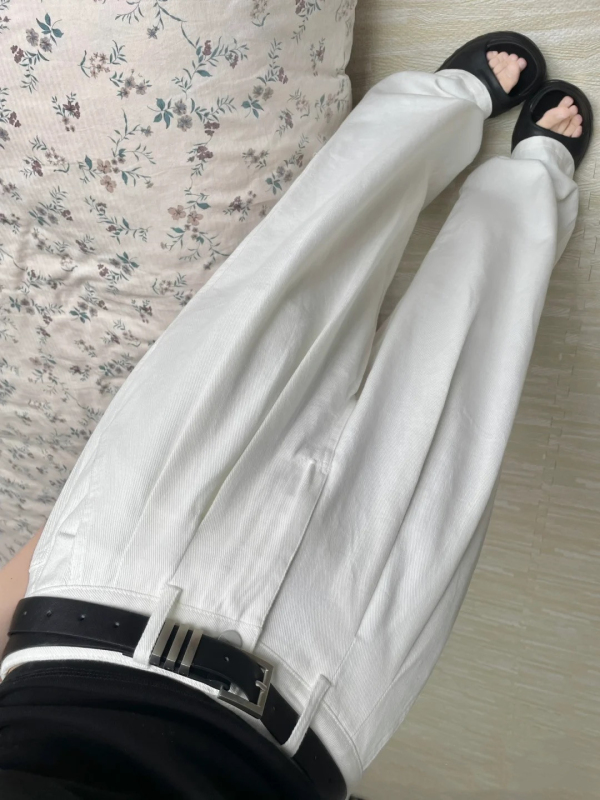 Summer new women's white wide-leg straight casual pants