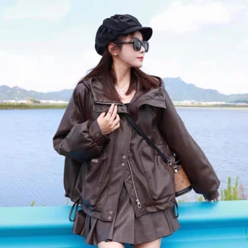 High-end casual protein leather thickened Korean style design short hooded down jacket with cotton inside