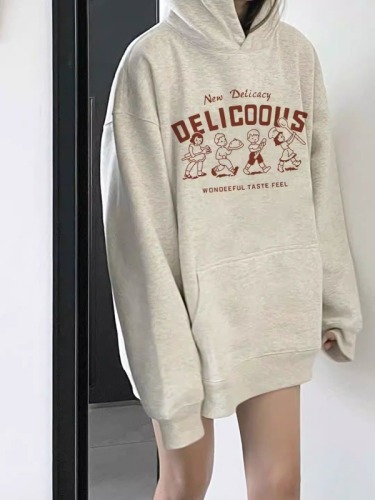 Chinese cotton composite milk silk 310g hooded sweatshirt for women