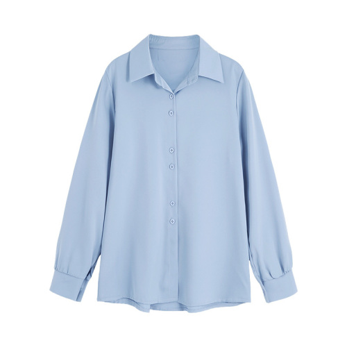 Women's new French autumn tops are unique, unique and beautiful, long-sleeved polo collar white shirts with a high-end feel