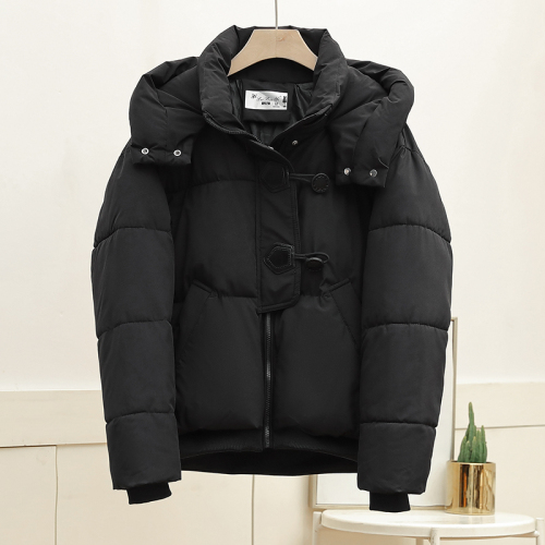 Black down cotton-padded jacket for women winter 2024 new fashion short cotton-padded jacket Korean style loose oversize thickened cotton-padded jacket