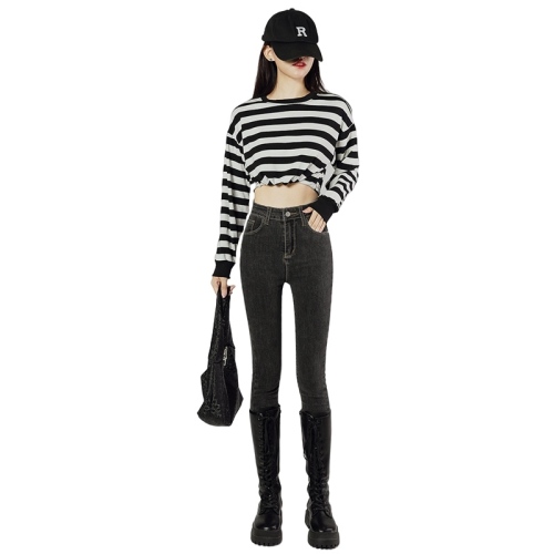 High-waisted black jeans for women in autumn new slim fit tight pencil pants for women in spring and autumn