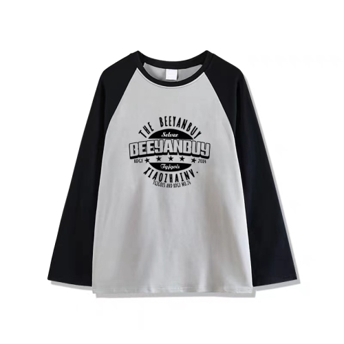 American retro cute printed long-sleeved T-shirt women's trendy loose unique fashion contrast raglan sleeve top