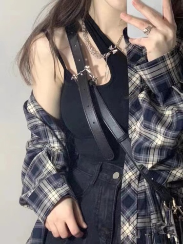 Plaid shirt women's summer 2 new shirt jacket early autumn French long-sleeved thin top design niche