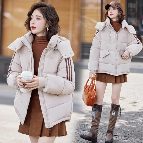 Off-white hooded bread down jacket for women short and small 2024 winter new style high-end and super good-looking coat