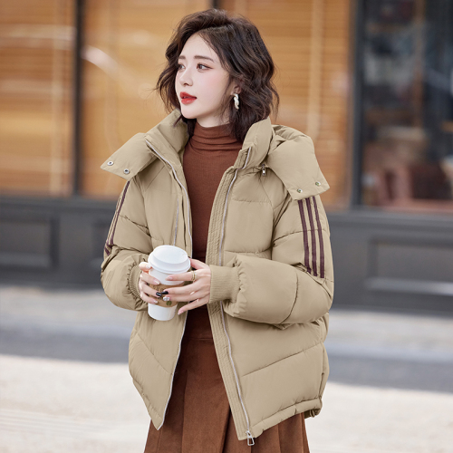 Off-white hooded bread down jacket for women short and small 2024 winter new style high-end and super good-looking coat