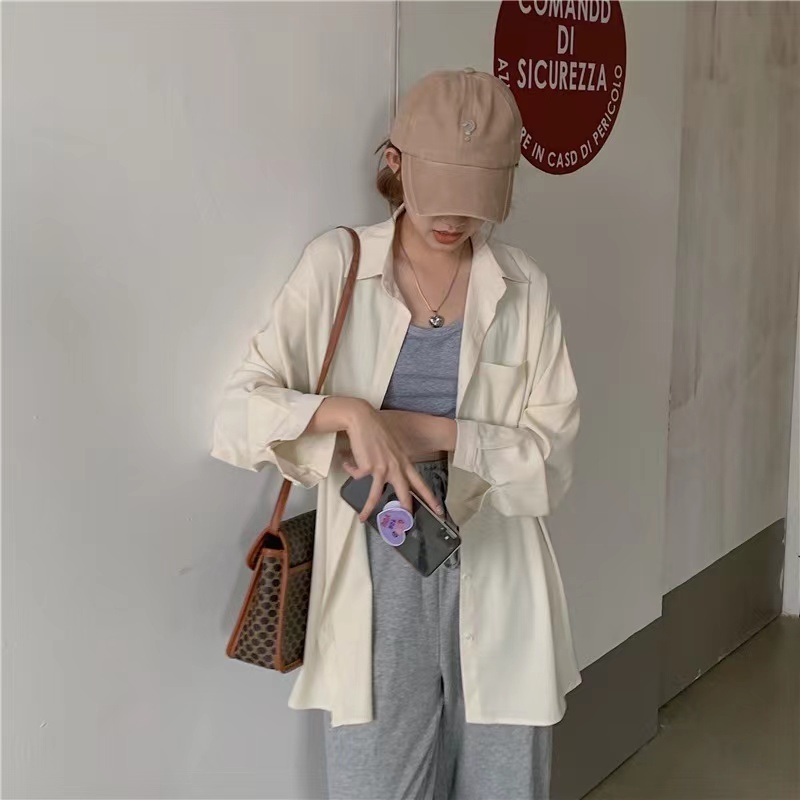 Shirt women's spring and summer thin coat lazy style sun protection shirt loose chic chiffon top