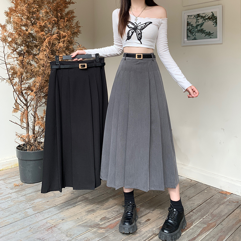 New autumn clothing for fat girls, versatile design, college style mid-length skirt, umbrella skirt, A-line skirt, suit skirt