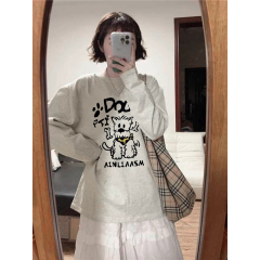 Early autumn new loose cotton cartoon print round neck bottoming long-sleeved T-shirt
