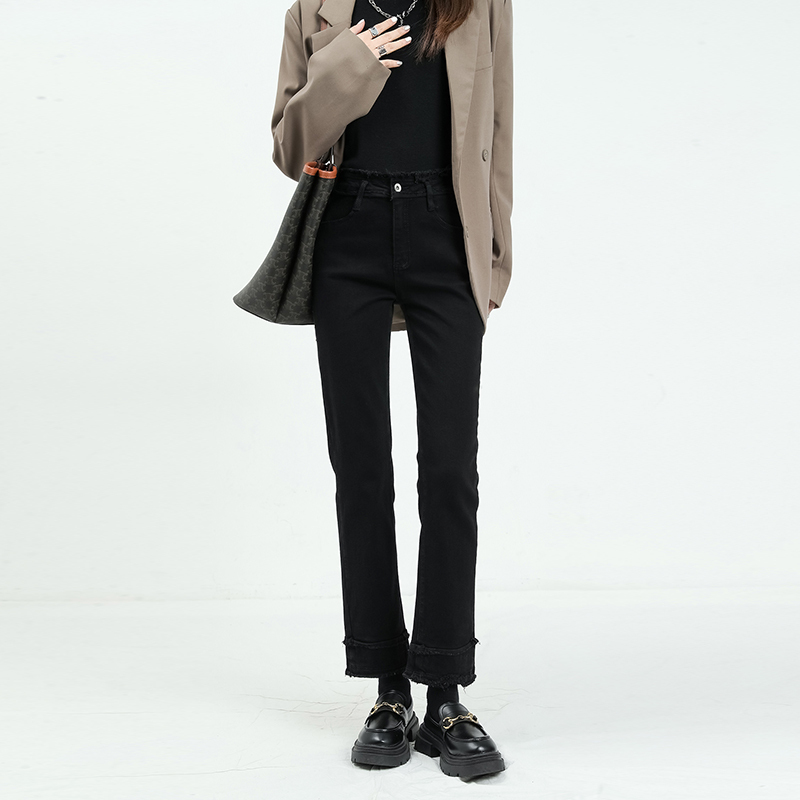 Trendy new Korean style loose straight straight raw edge design retro Korean spring new jeans