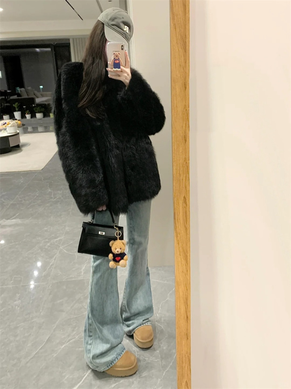 Hot girl tall slim fit jeans spring versatile high-quality bootcut pants