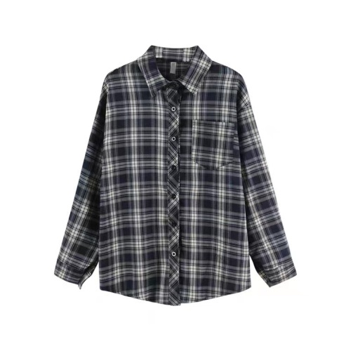 Plaid shirt women's summer 2 new shirt jacket early autumn French long-sleeved thin top design niche