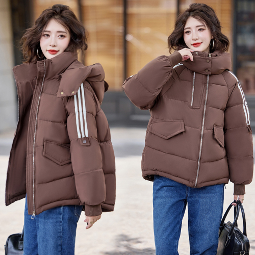 Off-white hooded bread down jacket for women short and small 2024 winter new style high-end and super good-looking coat