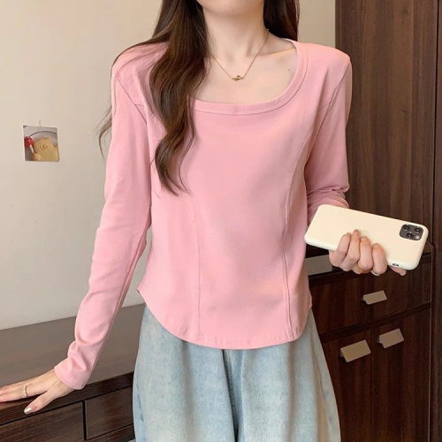 DeRong autumn new style slim and stylish long-sleeved bottoming shirt for fat mm, loose inner T-shirt top