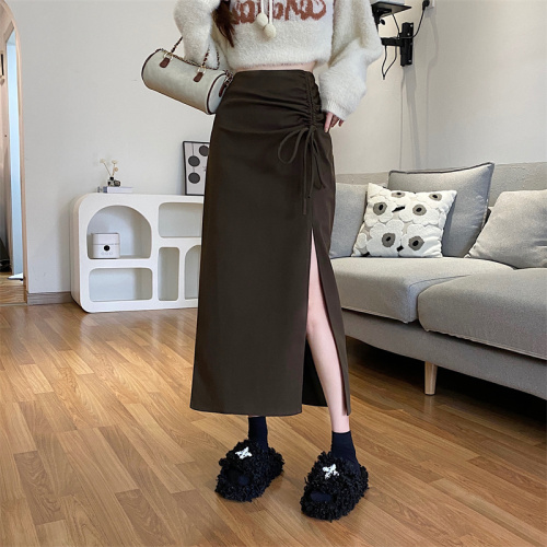 Plus size women's autumn and winter new woolen skirt women's fashionable hip-hugging skirt mid-length skirt