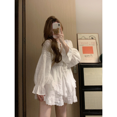 Plus Size Women's First Love Day White Textured Temperament Dress Women's Irregular Cake Skirt