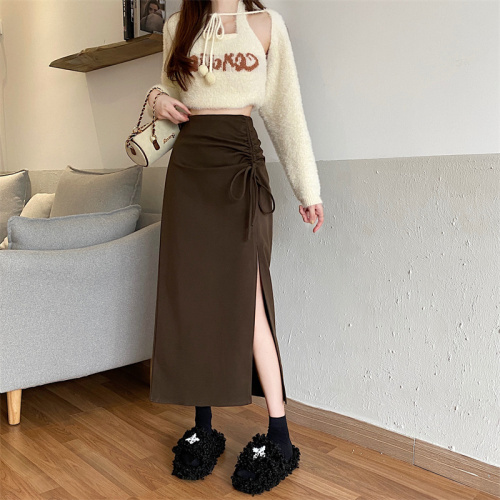 Plus size women's autumn and winter new woolen skirt women's fashionable hip-hugging skirt mid-length skirt