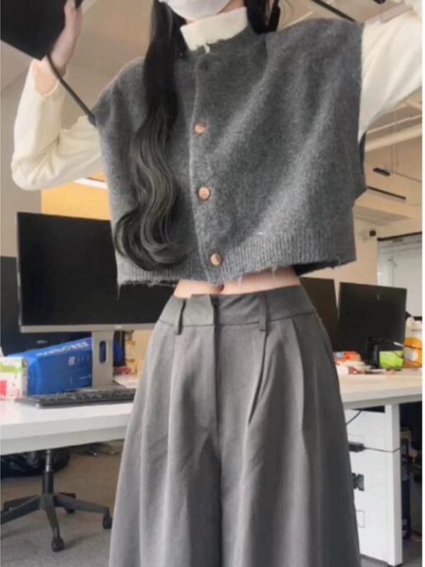 Youayousha suit Korean style street fashion vest T-shirt casual wide leg pants cool salt style three-piece suit pants