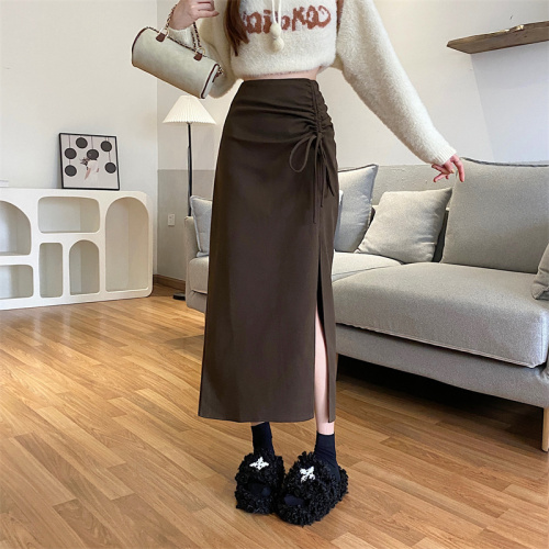 Plus size women's autumn and winter new woolen skirt women's fashionable hip-hugging skirt mid-length skirt