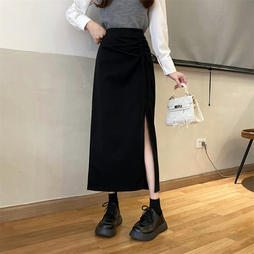 Plus size women's autumn and winter new woolen skirt women's fashionable hip-hugging skirt mid-length skirt