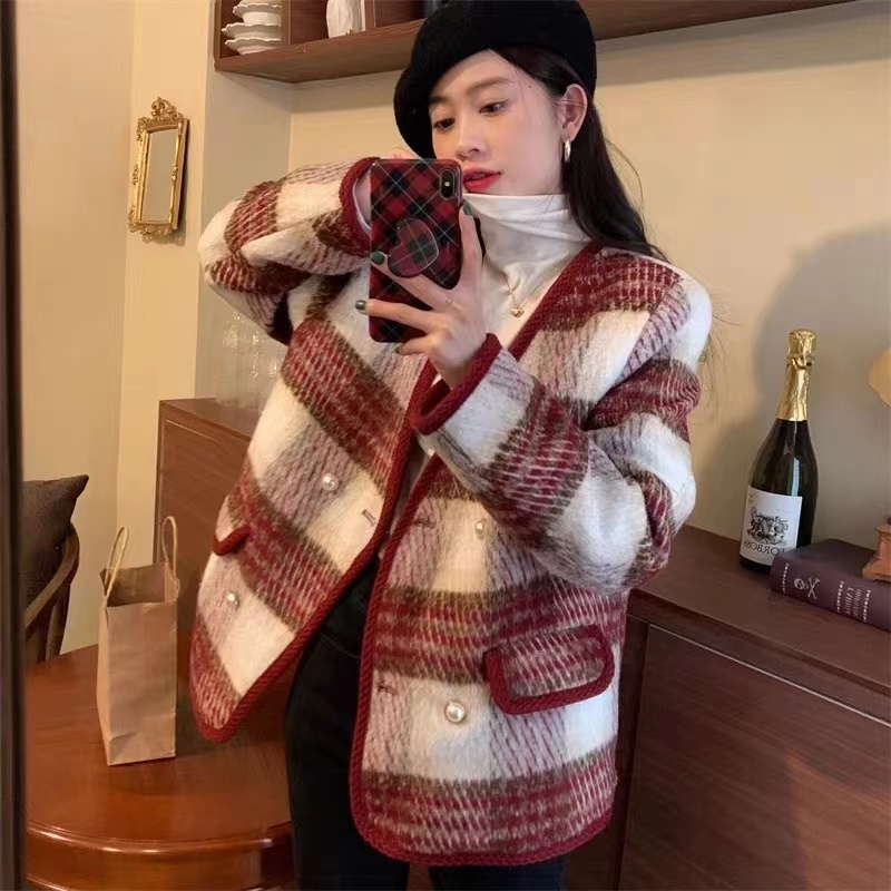 Plus size fat mm small fragrant style short tweed jacket women's autumn top autumn and winter high-end street jacket
