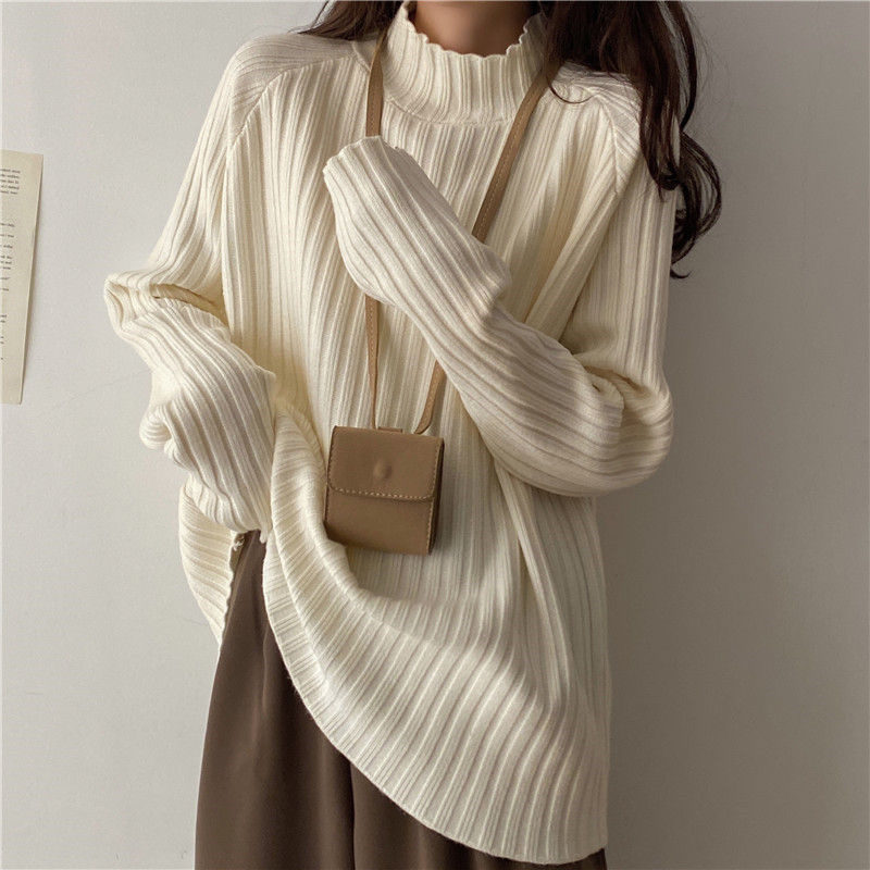 Korean style new versatile lazy loose thickened pullover half turtleneck sweater 9 colors