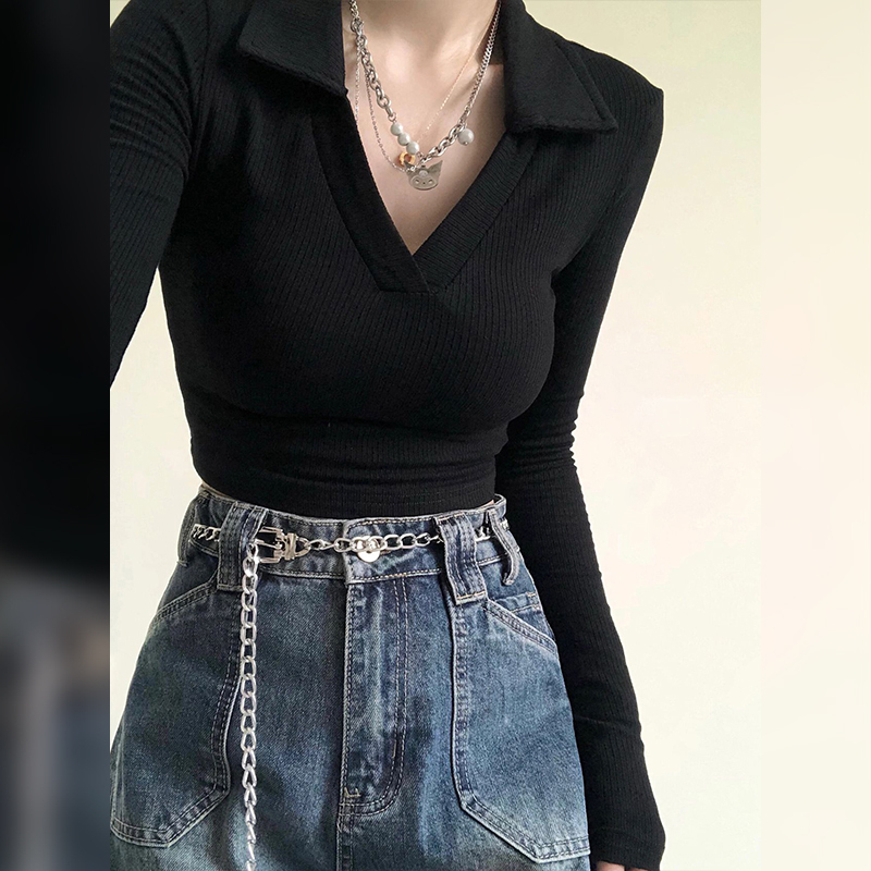 V-neck bottoming inner knitted sweater, high-end, foreign, unique and chic small top, new autumn and winter women