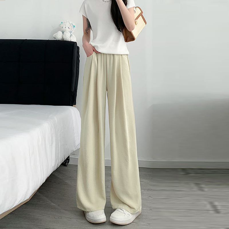Plus size women's Yamamoto pants, slim and floor-length pants, ice silk, versatile wide-leg pants for fat girls