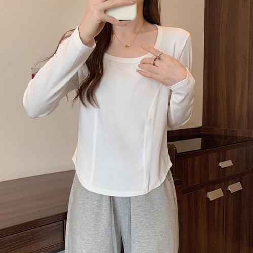 DeRong autumn new style slim and stylish long-sleeved bottoming shirt for fat mm, loose inner T-shirt top