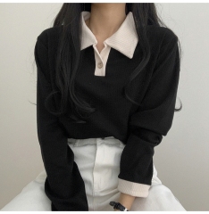 Original corduroy 250g retro POLO collar top autumn and winter new bottoming shirt versatile