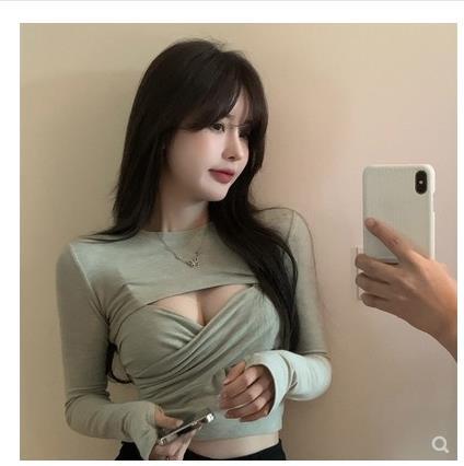 Large size new early autumn inner bottoming shirt with sweet and spicy design niche hot girl pure lust style sexy top women's t-shirt