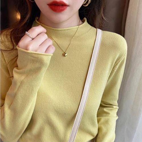 Half turtleneck bottoming shirt for women, autumn and winter inner sweater, spring and autumn style,  new long-sleeved knitted early autumn top