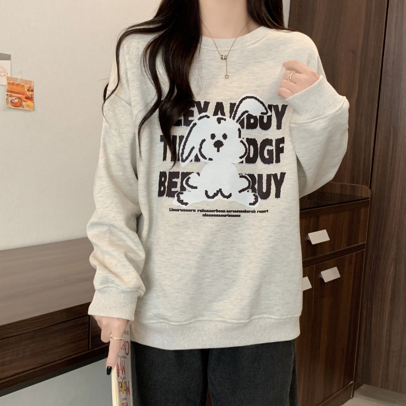 Plus velvet and thickened 400g composite silver fox velvet sweatshirt women's fleece warm spring wear