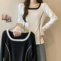 Spring new fashion design versatile bottoming long-sleeved T-shirt tops for women