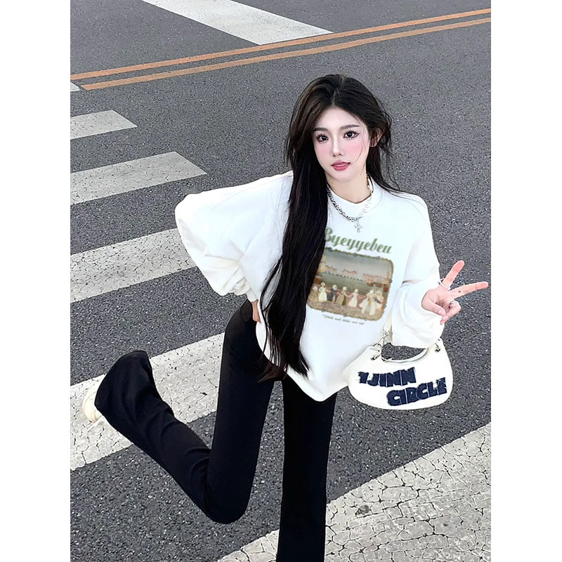 Chinese cotton composite milk silk 300g silver fox velvet 400g round neck sweatshirt for women