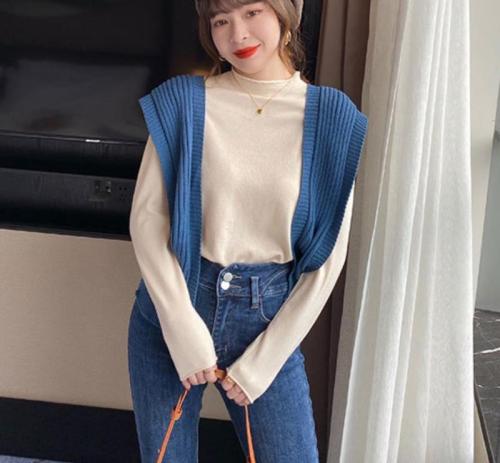 Half turtleneck bottoming shirt for women, autumn and winter inner sweater, spring and autumn style,  new long-sleeved knitted early autumn top