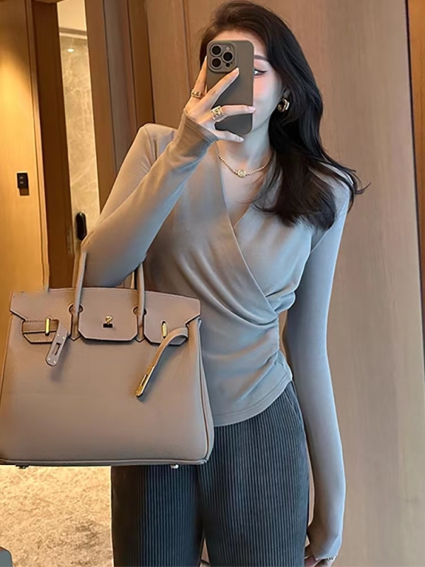 New early spring chic slimming V-neck top
